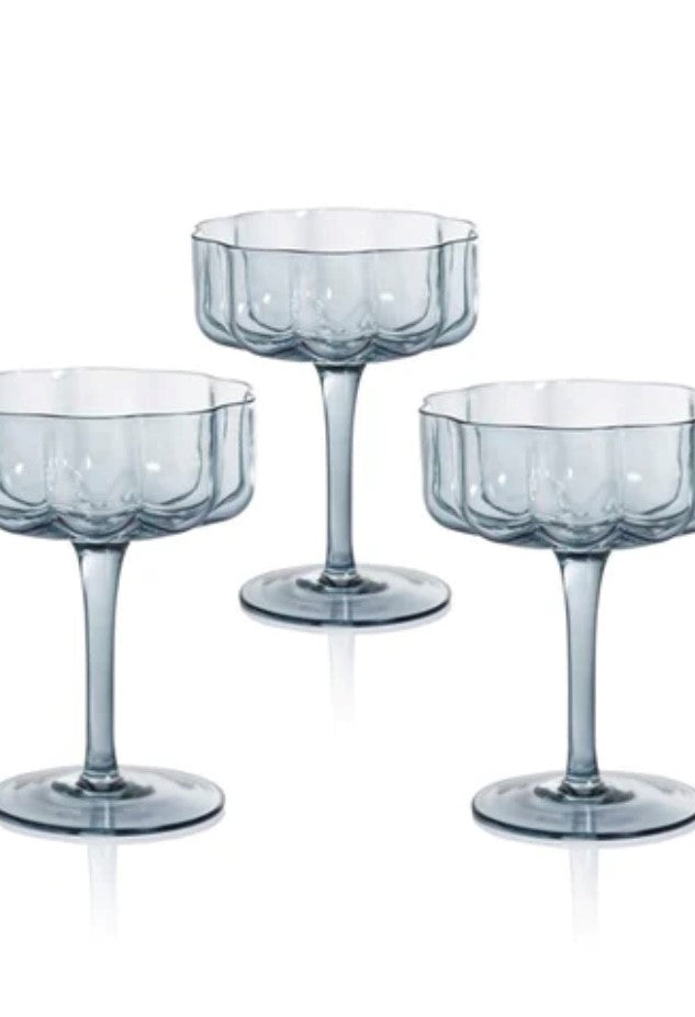 Blue Hand Blown Coupe-TP