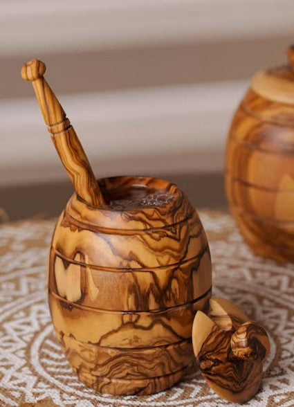 Olive Wood Honey Jar-AD