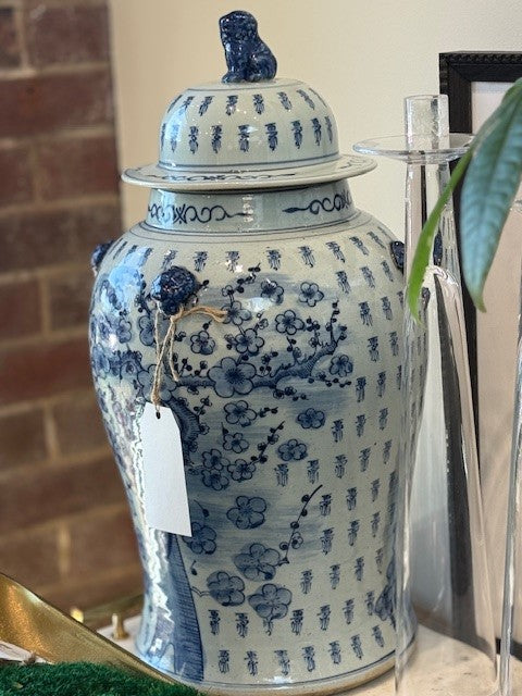 Long Life Blue and White Lidded Jar-YC