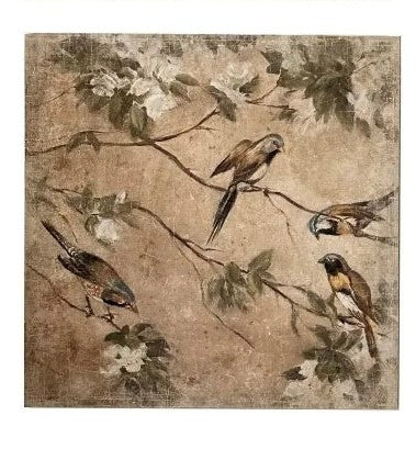 Birds on Vintage Linen