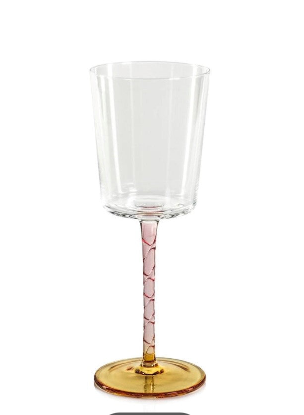 Amber/Pink Stem Wine Glass-TP