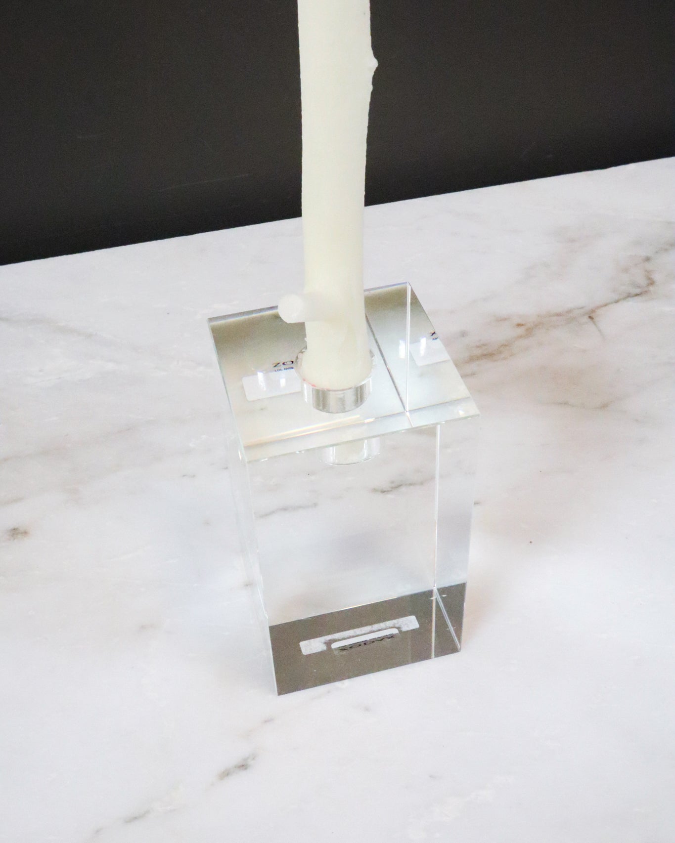 Glass Candle Holder, Rectangular-BK