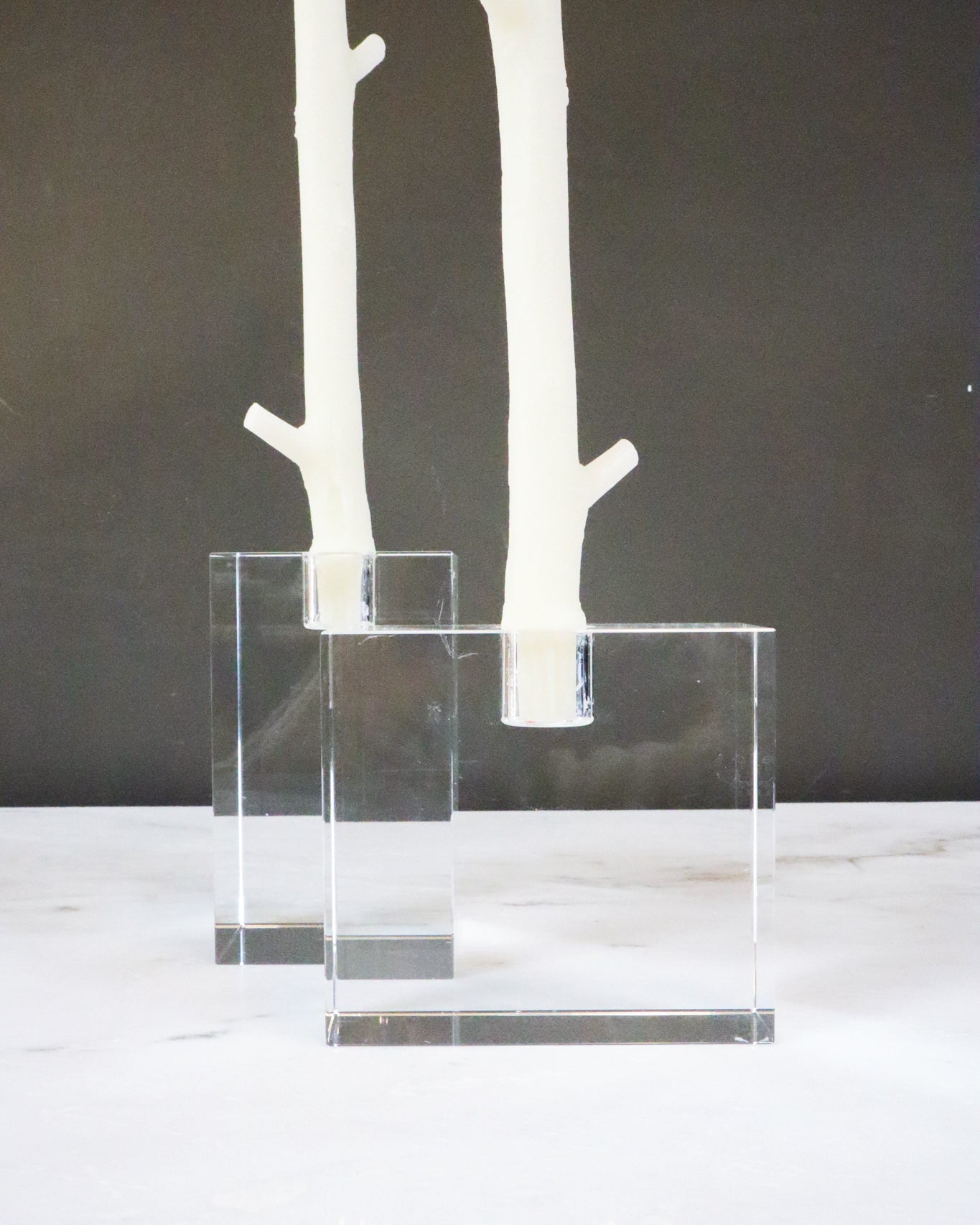 Glass Candle Holder, Square-BM