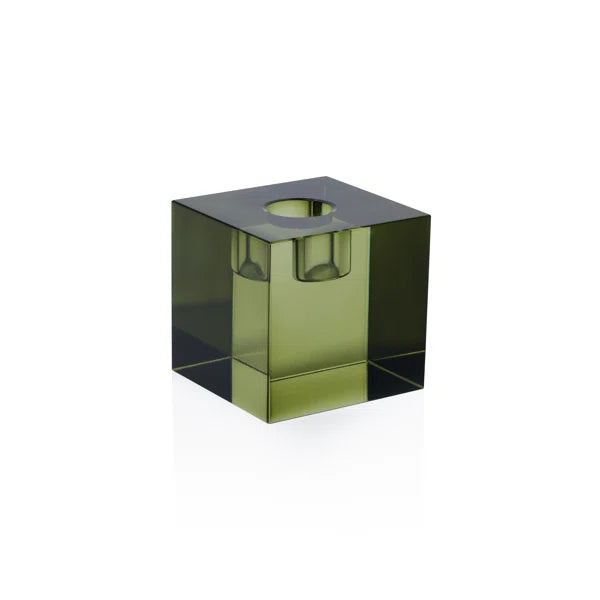 Square Green Glass Tapper Holder- RW