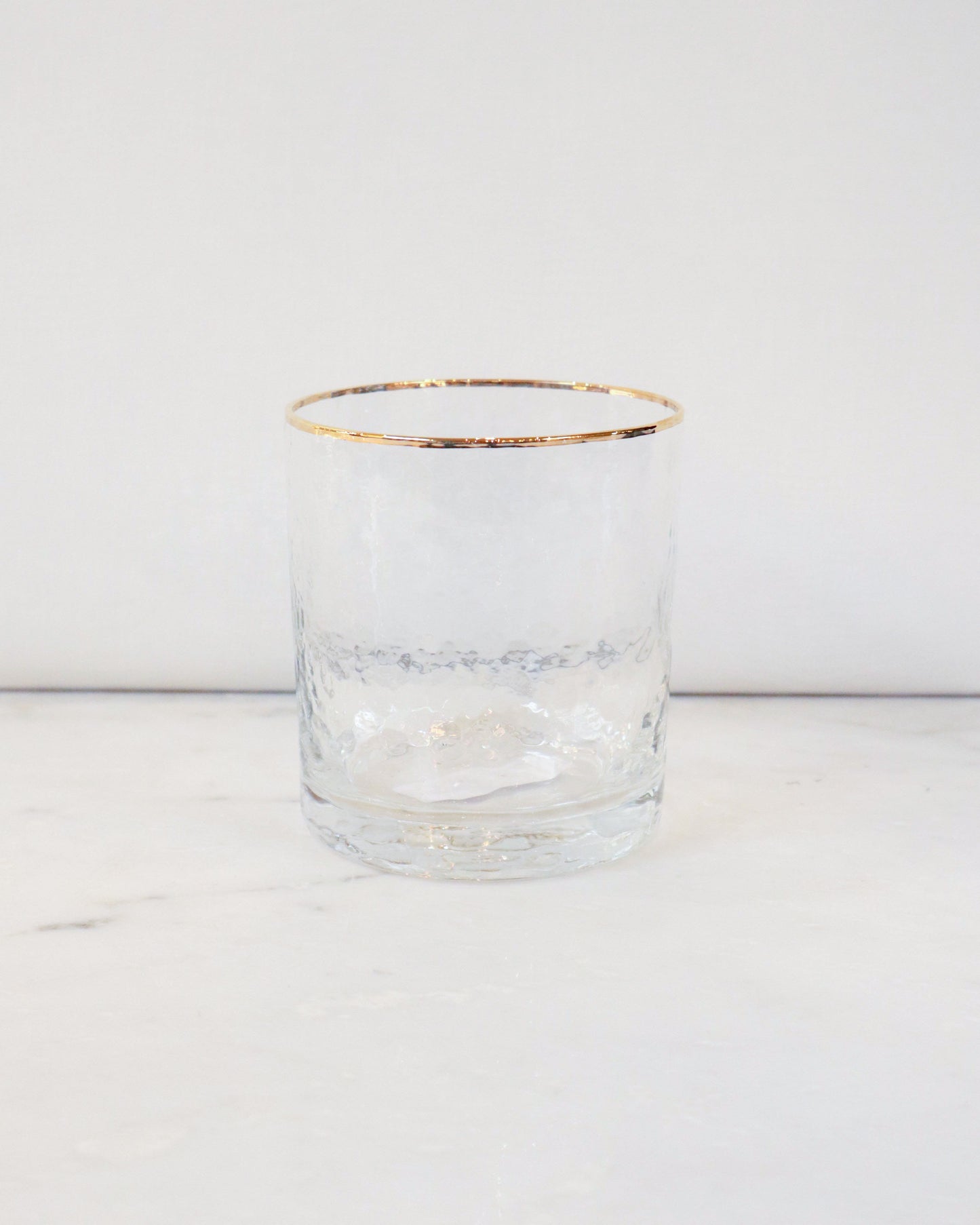 Hammered Gold Rim Lowball Glass