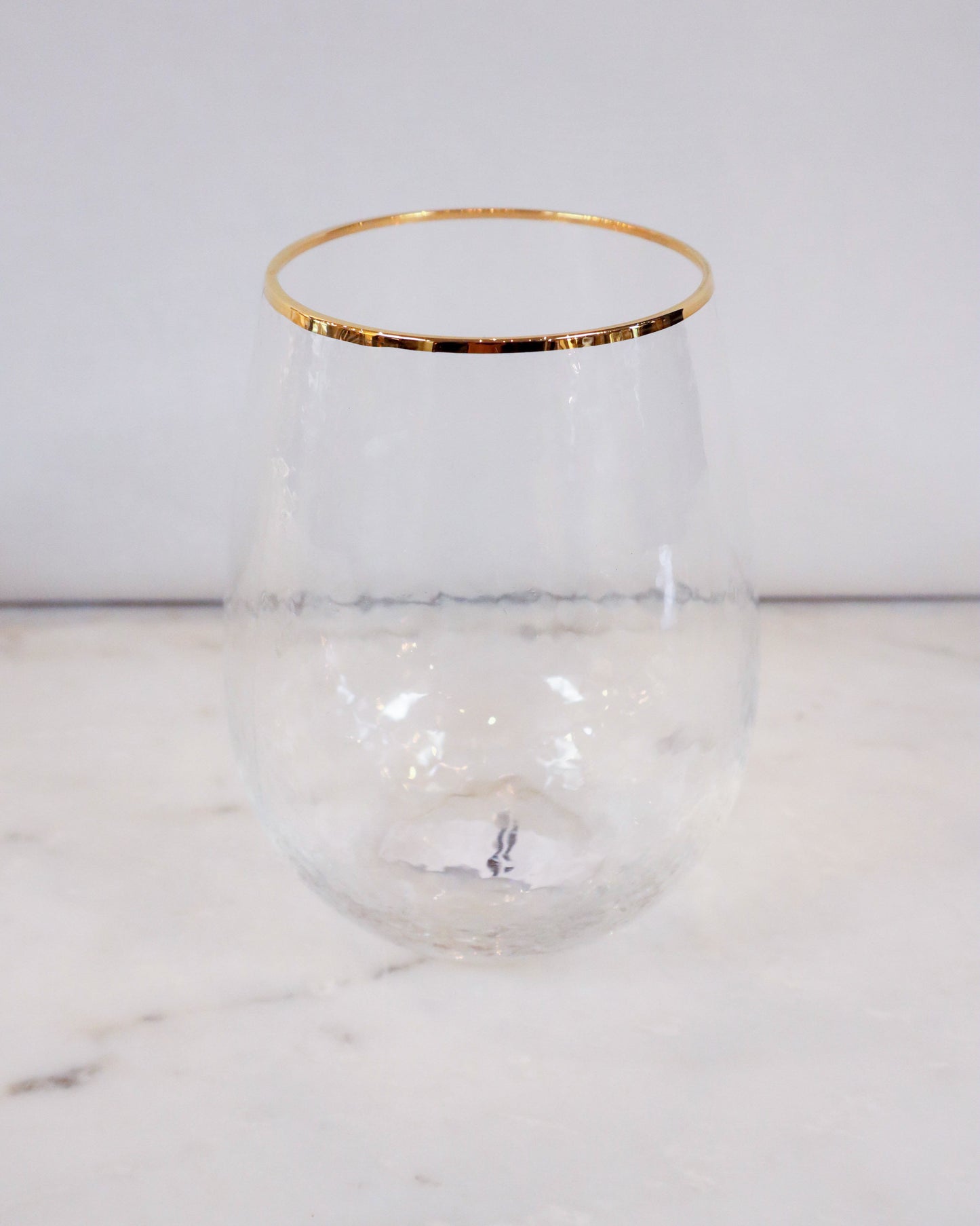 Hammered Gold Rim Stemless Wine-NO