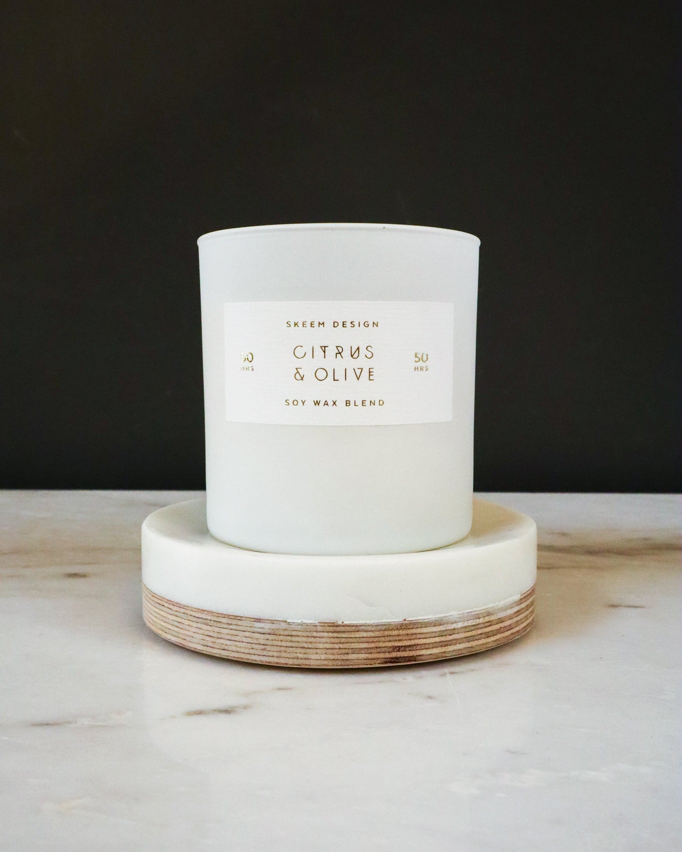 Marble Soap Dish, Wood Base AE