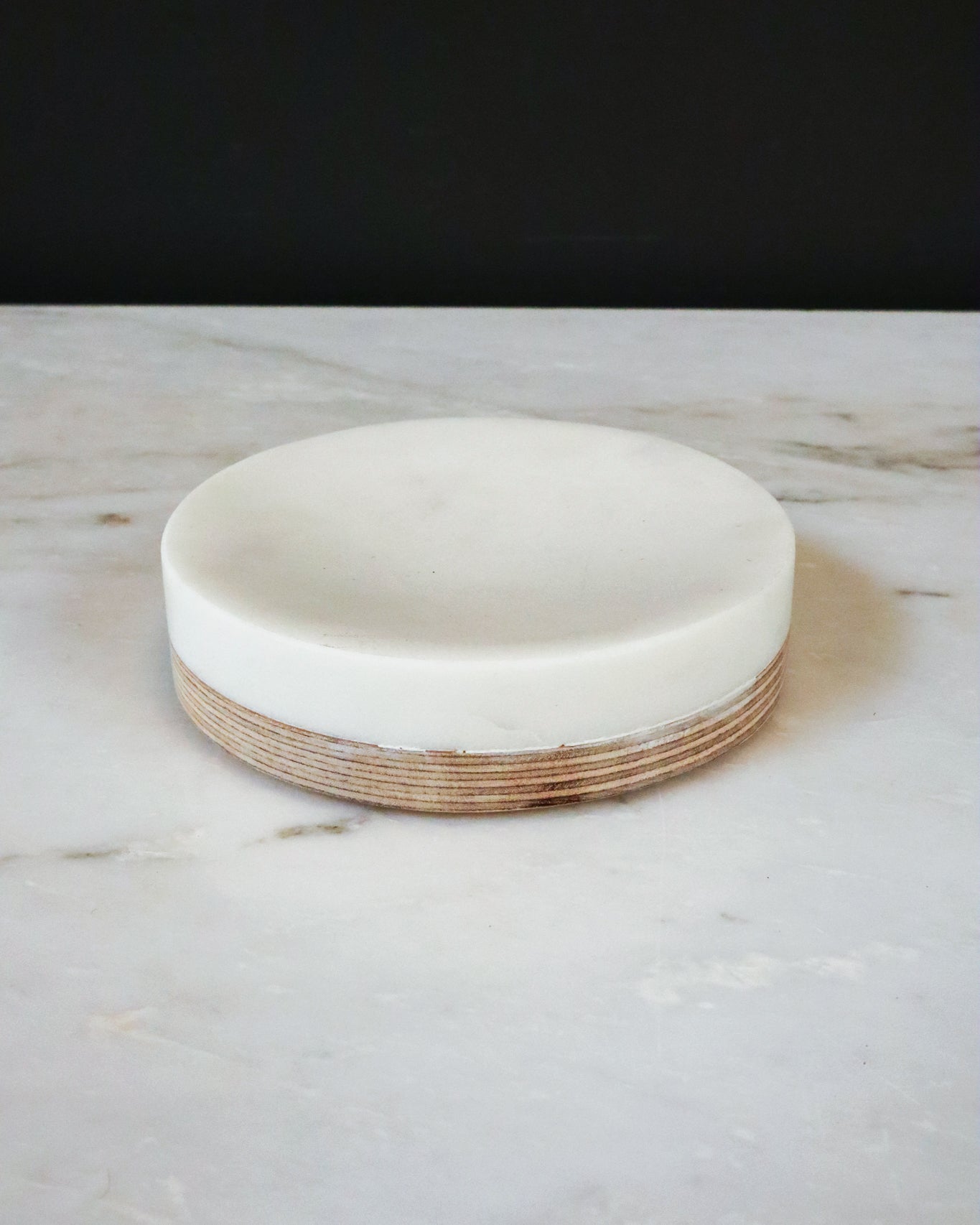 Marble Soap Dish, Wood Base AE