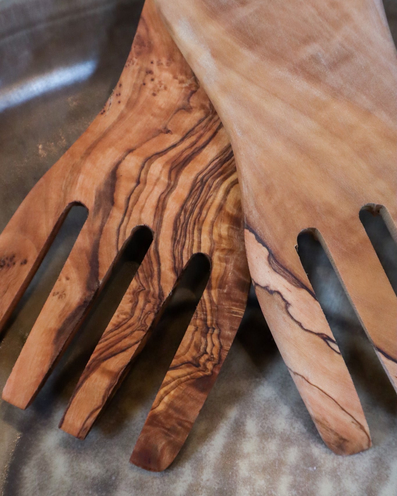 Olive Wood Salad Serving Set
