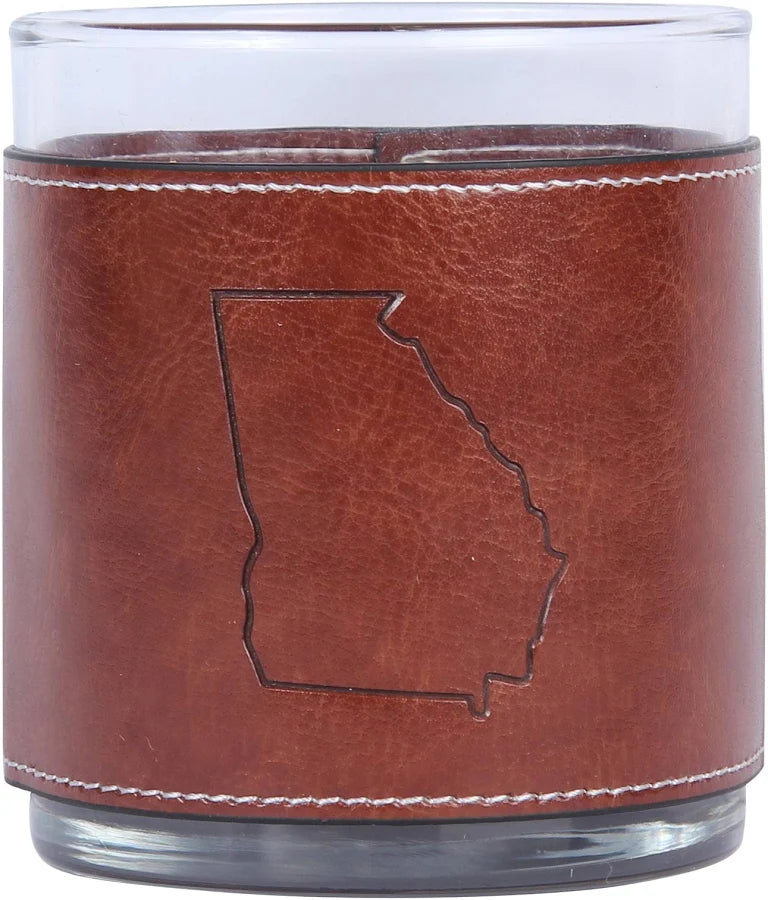 Leather Wrapped Georgia Rocks Glasses-PM