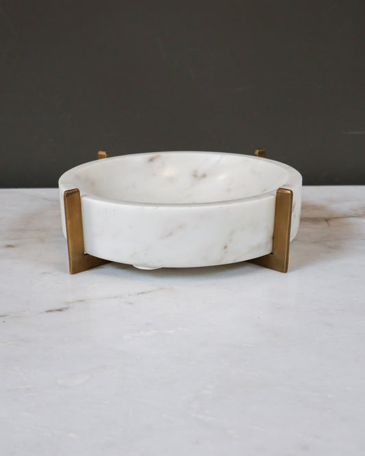 Marble Bowl W/ Metal Stand