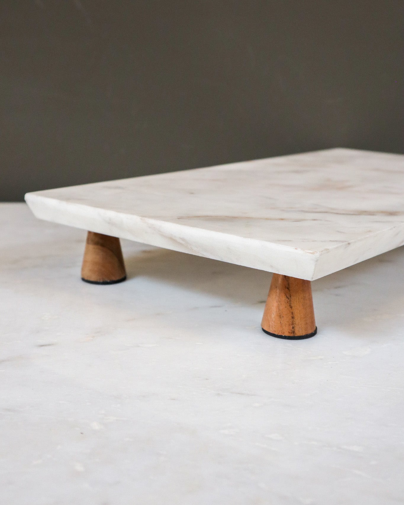 Marble Cheese Tray W/ Wood Base