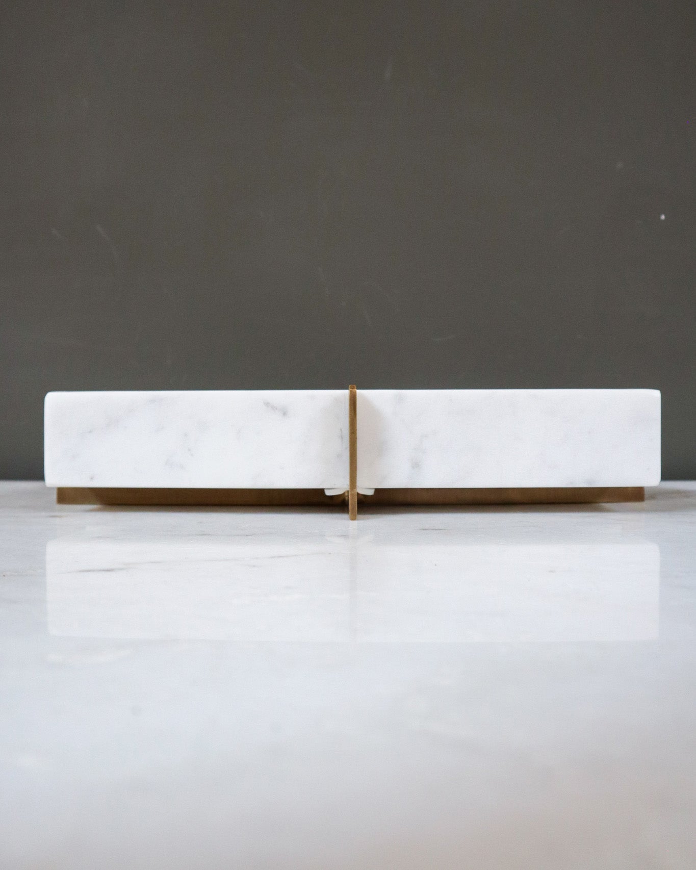 White Marble Tray W/ Metal Base