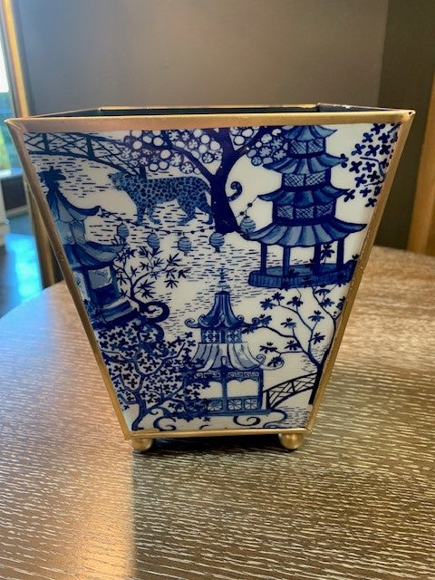 Blue and White Planter