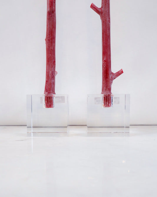 Square Crystal Glass Stick Candle Holder ML