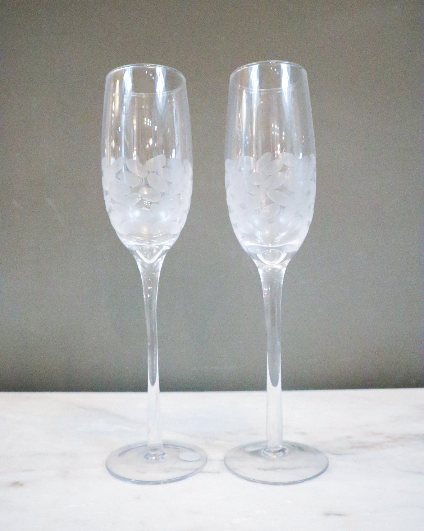 Champagne Flutes, Glass Etched