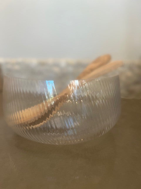 Ribbed Glass Bowl-GS