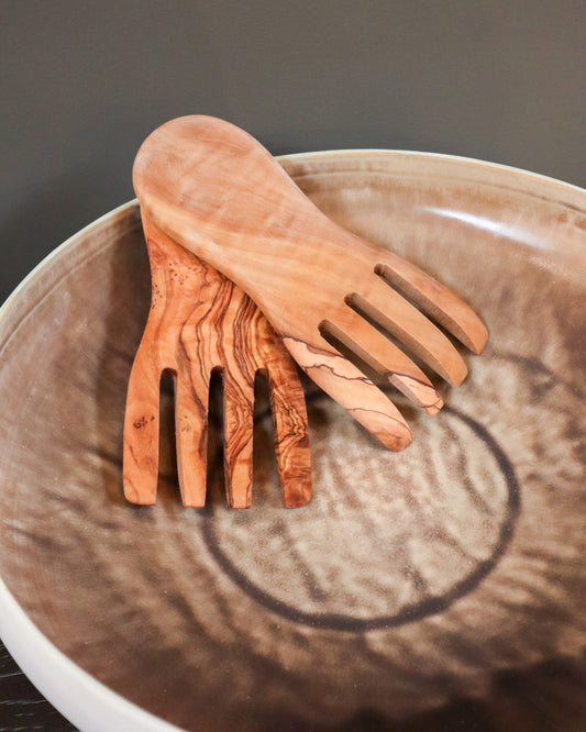 Olive Wood Salad Serving Set-LD