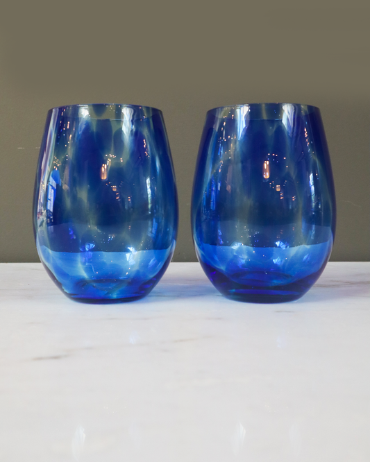 Blue Tortoise Stemless Wine Glass